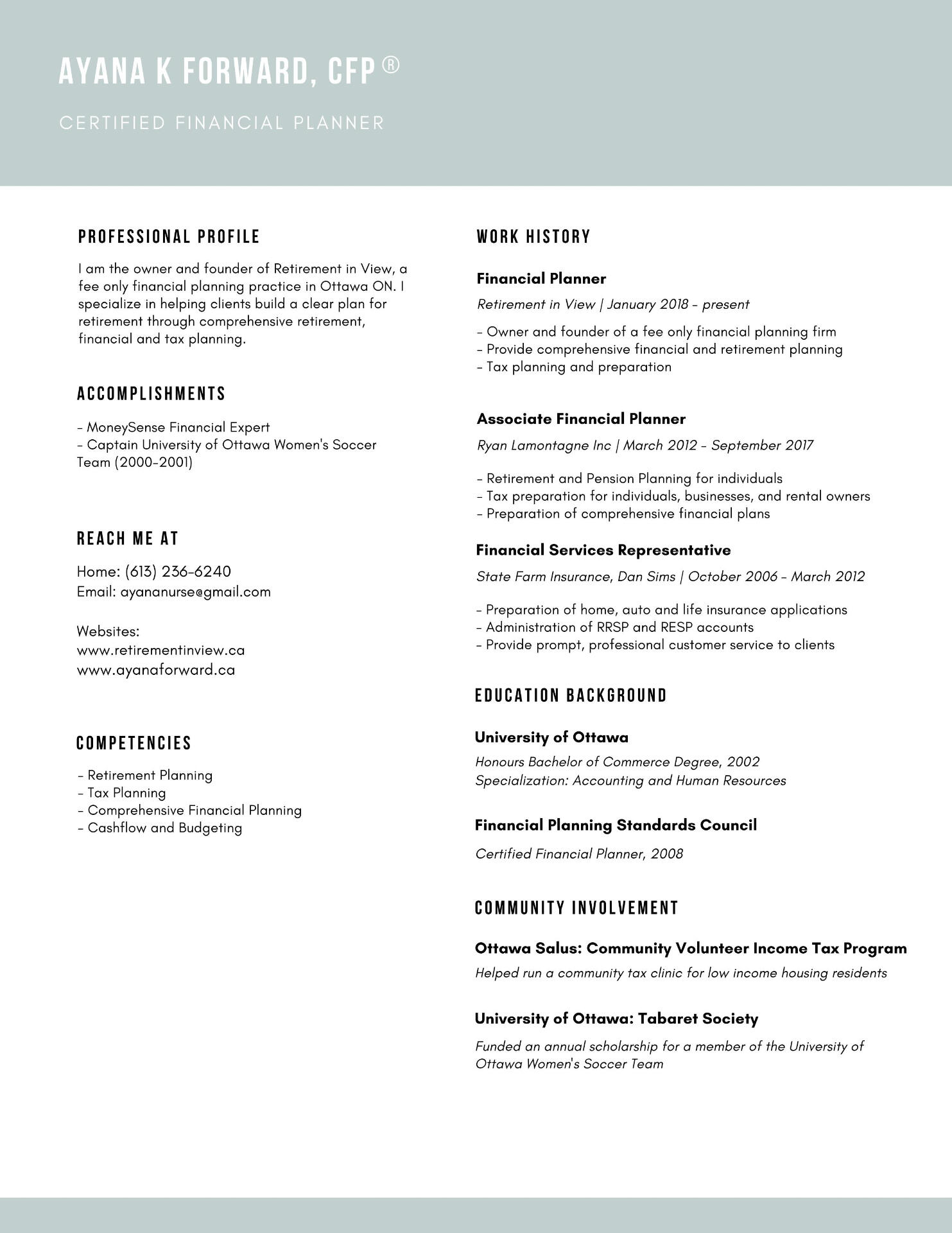 Ayana Forward Resume